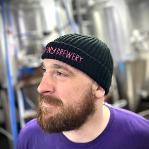 Shiny Brewery Unisex Black Ribbed Knit Beanie Hat