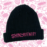 Shiny Brewery Unisex Black Ribbed Knit Beanie Hat